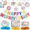 Happy Work Anniversary Decorations - 13PCS Glitter Banner, Hanging Swirls & Centerpieces (Colorful) 6"L x 6"W